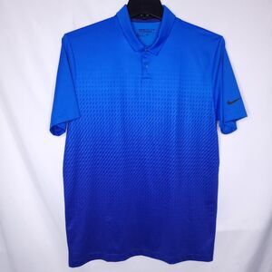Nike Golf Polo Shirt Mens Medium Blue Geometric Tour Performance Dri Fit